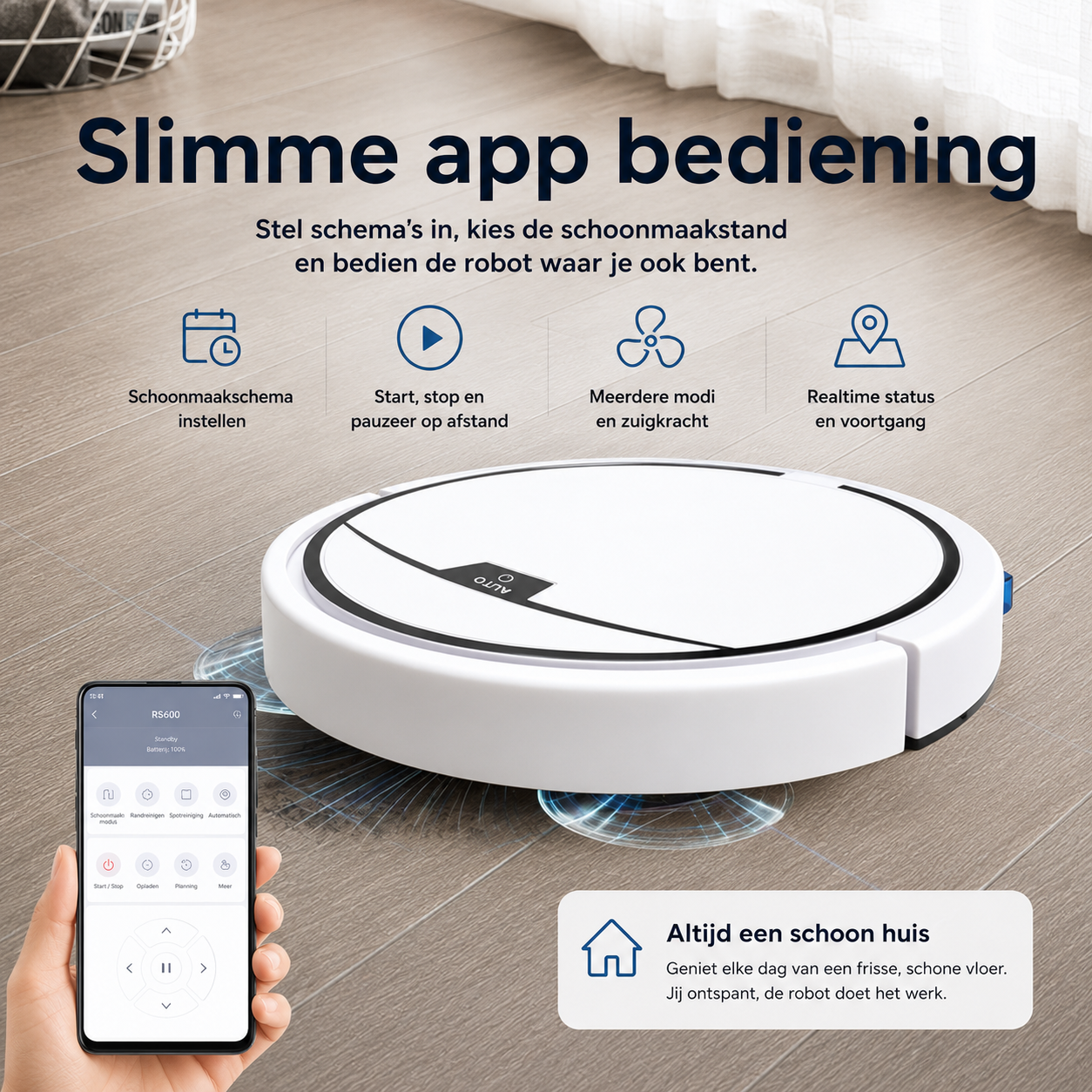 Slimme Robotstofzuiger met Dweilfunctie & App